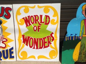 world of wonders wood sign