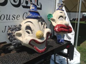 clown heads paper machie